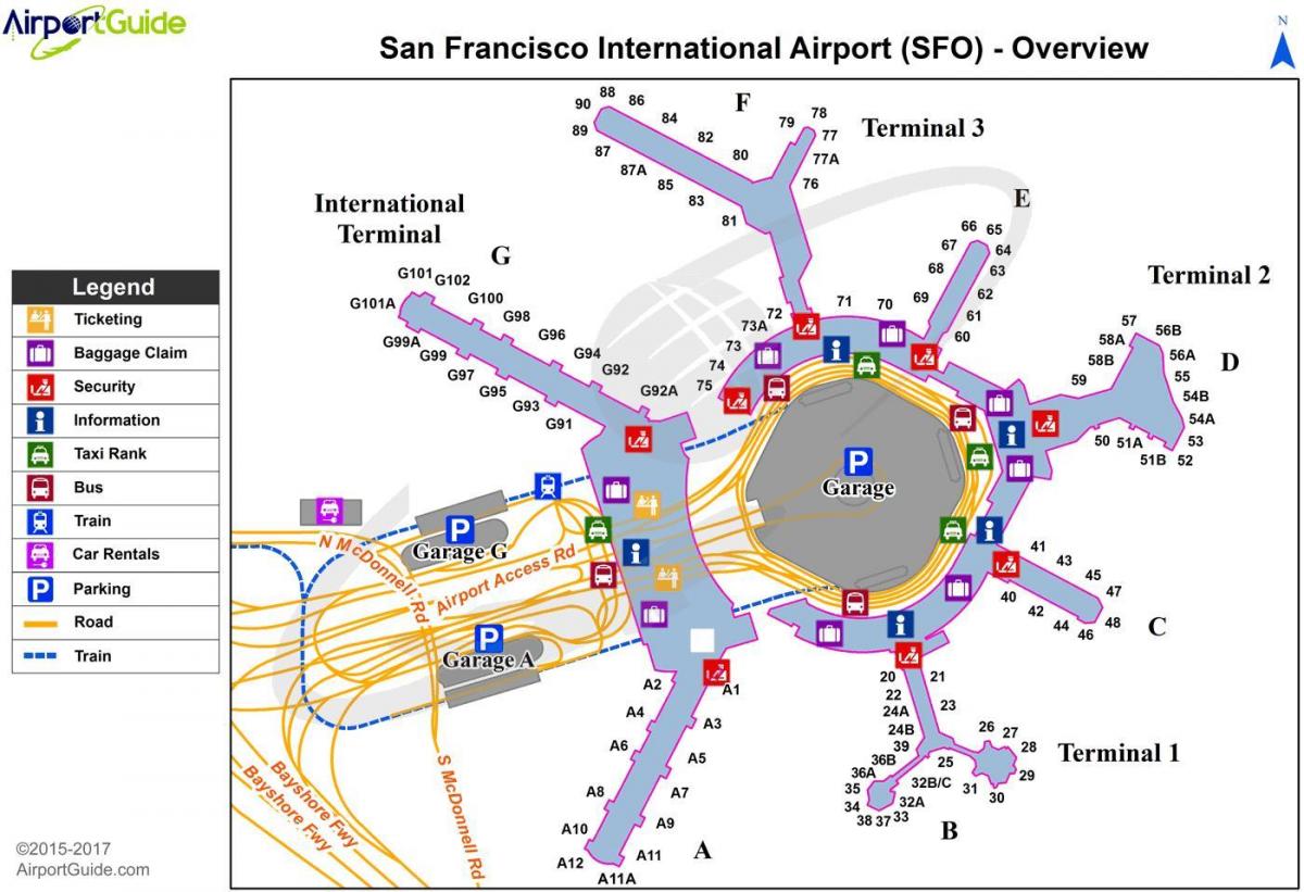 Plan des terminaux aéroport de San Francisco