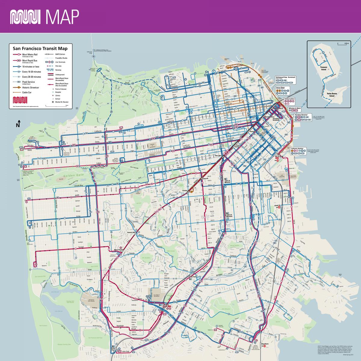 Plan des stations bus de San Francisco