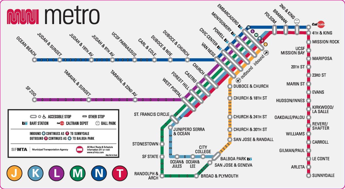 Plan des stations de metro de San Francisco