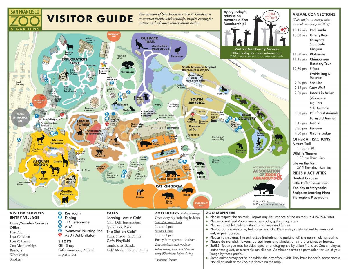 Plan du parc zoologique de San Francisco